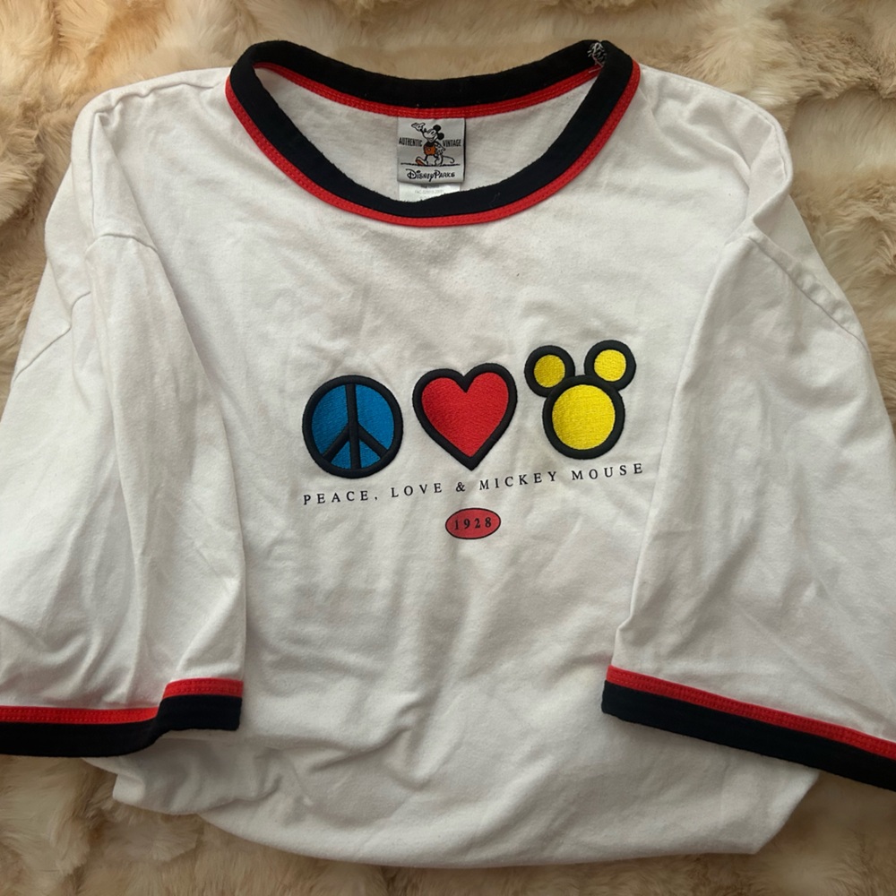 Vintage Disney Mickey Mouse Tee - Peace, Love & Mickey Mouse